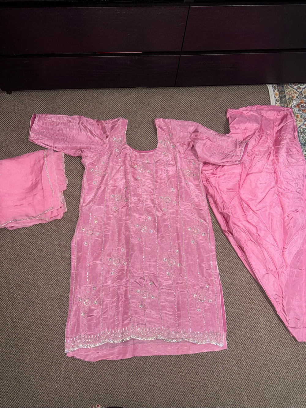 Pink Embroidered Salwar Kameez with Dupatta